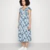 Midi V Flared Dress Witrh Ruffle Sleevees - Robe En Jersey - Dark Blue/Blue -Anna Field 1379d4e3dc1944e585033d65837a5a94