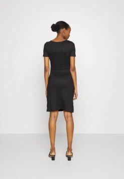 Short Sleeves Ruched Waist Mini Flared Dress - Robe En Jersey - Black -Anna Field 2adfa25012d34af7bc292437f6e55ebc