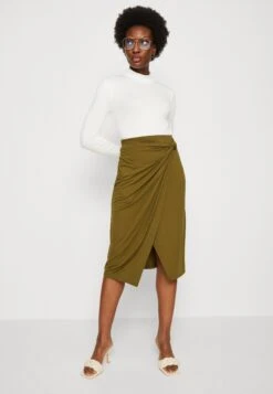 Anna Field Front Knot Midi Skirt - Jupe Crayon - Khaki -Anna Field 461ee7207cb243998c18cf265d0ad4bd