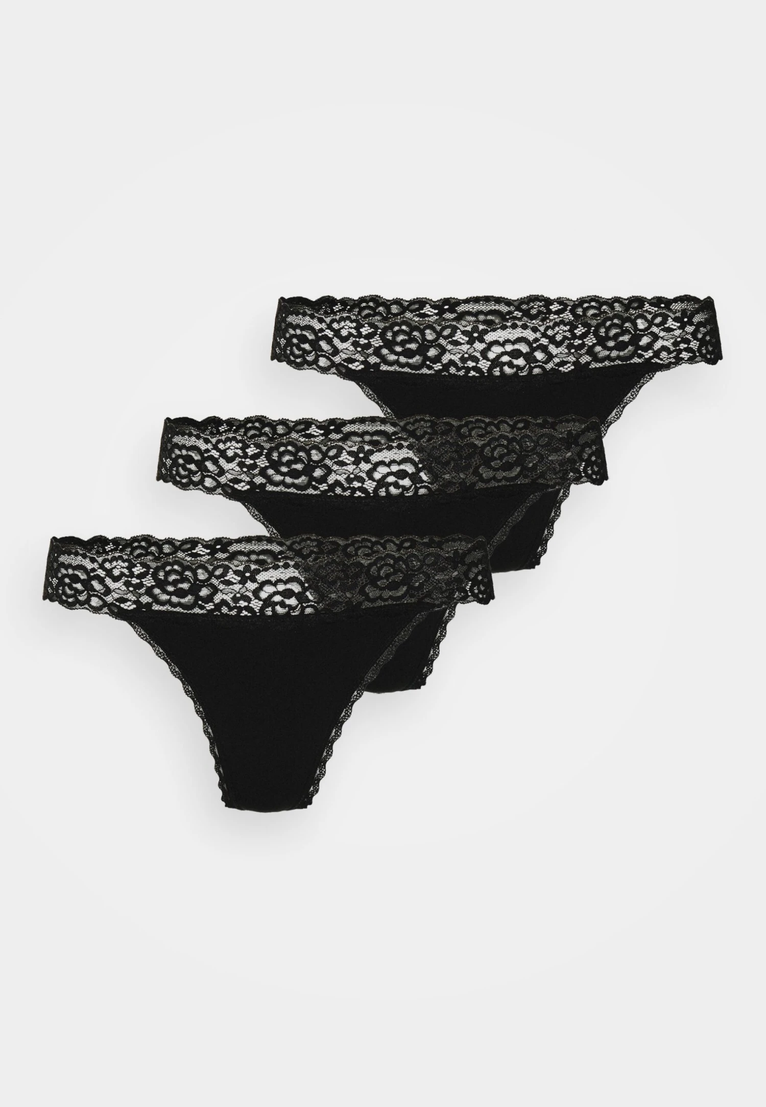 Anna Field 3Pp Margaret Cotton & Lace Thong - String - Black 6 Anna Field 3Pp Margaret Cotton & Lace Thong - String - Black – Image 4