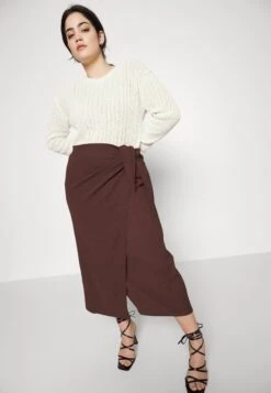 Curvy Textured Sarong Midi Skirt - Jupe Portefeuille - Brown 11 Curvy Textured Sarong Midi Skirt - Jupe Portefeuille - Brown -Anna Field 49784824a17b4718aa7a745c7f75ba23