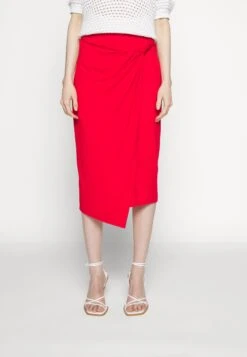 Anna Field Front Knot Midi Skirt - Jupe Crayon - Red -Anna Field 5416aafe16b74467a3d37a8be5316c53