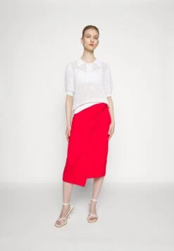 Anna Field Front Knot Midi Skirt - Jupe Crayon - Red -Anna Field 5700a7cc5020448db886e59540152e63