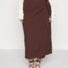 Curvy Textured Sarong Midi Skirt - Jupe Portefeuille - Brown -Anna Field 95c6d4373d704528821c7d350019a755