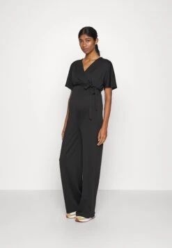 Short Sleeve Wrap Jumpsuit - Combinaison - Black